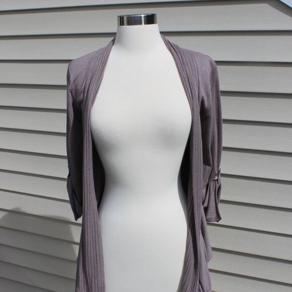 Willi Smith Women's Open Cardigan Minimalist Neutral Solid Taupe Tan Size Small - Picture 6 of 12